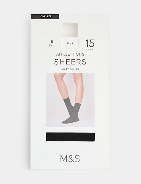 5 Pack 15 Denier Matt Ankle Highs