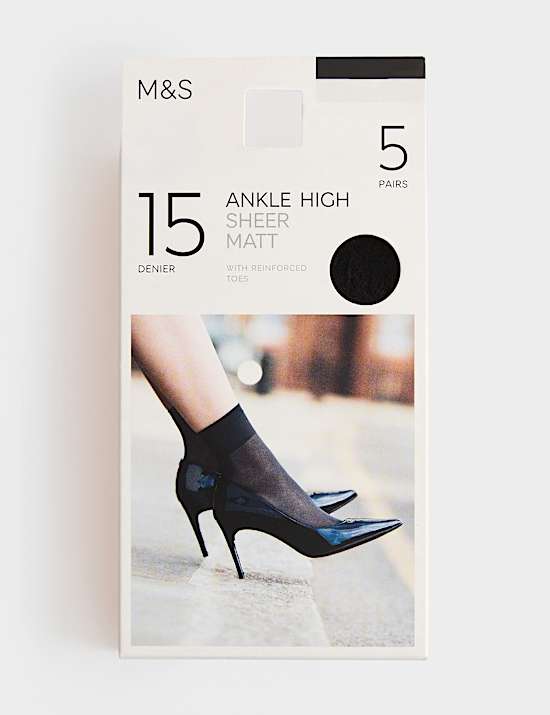 5pk 15 Denier Matt Ankle Highs