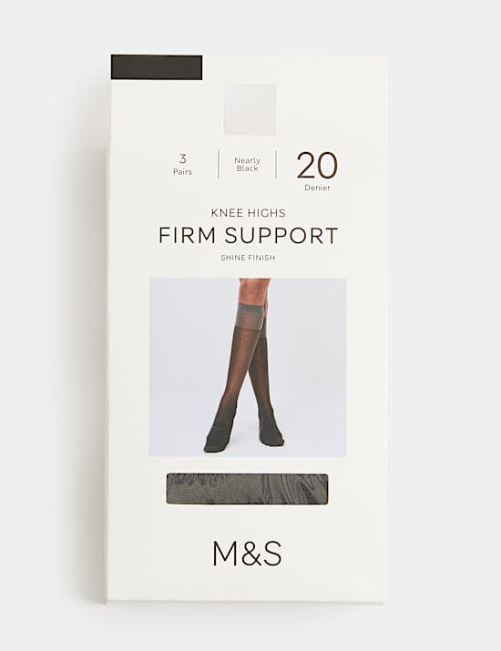 3 Pack 20 Denier Firm Support Knee Highs