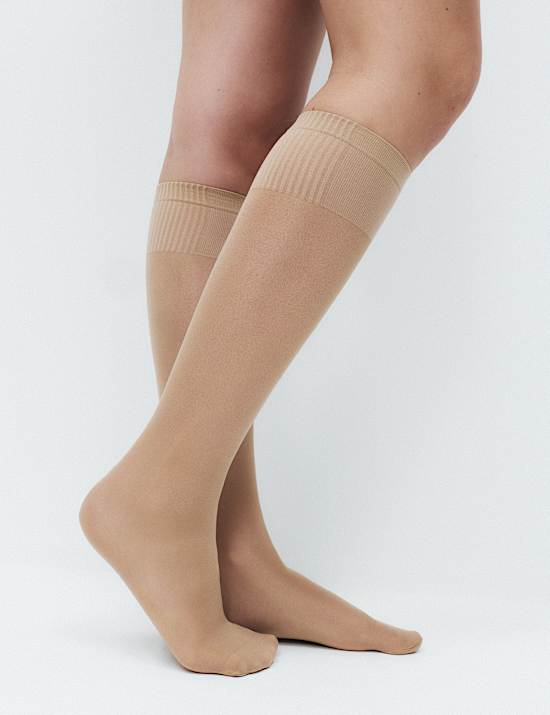 4 Pack 15 Denier Support Knee High Socks