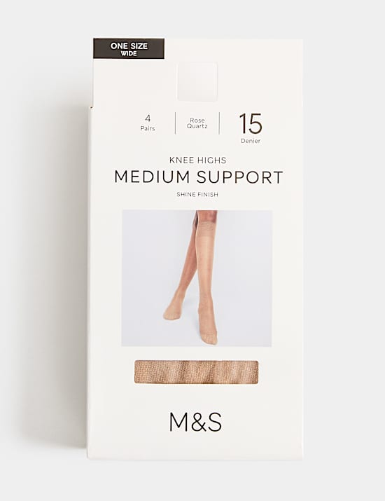 4 Pack 15 Denier Support Knee High Socks
