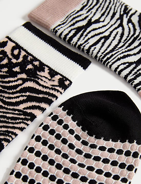 3pk Sparkle Patterned Ankle High Socks