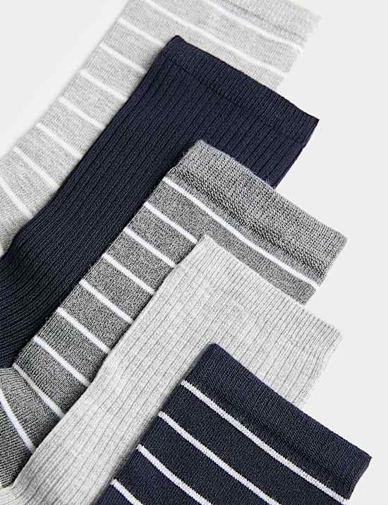5 Pack Supersoft Striped Crew Socks