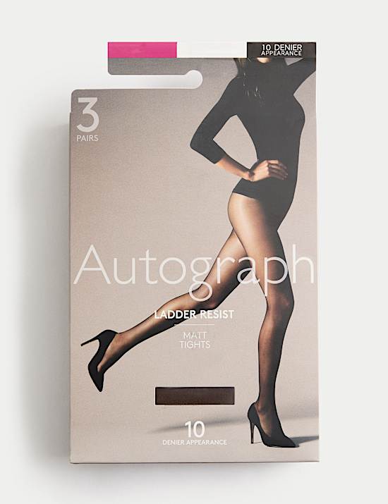 3pk 10 Denier Ladder Resist Matt Tights