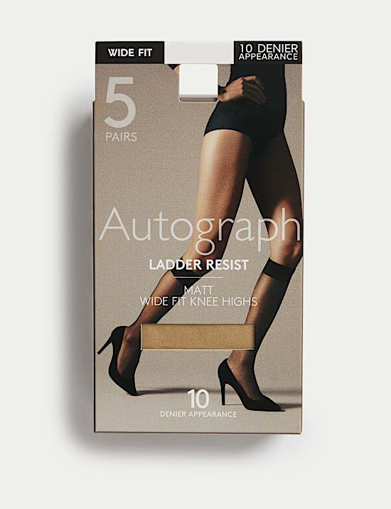 5pk 10 Denier Ladder Resist Matt Knee Highs