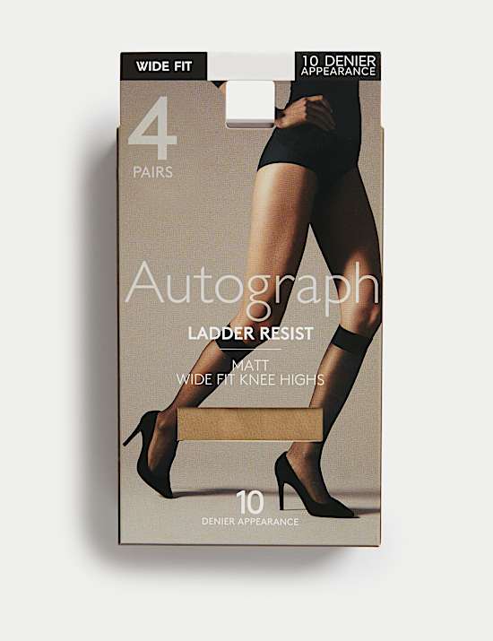 4pk 10 Denier Ladder Resist Knee Highs