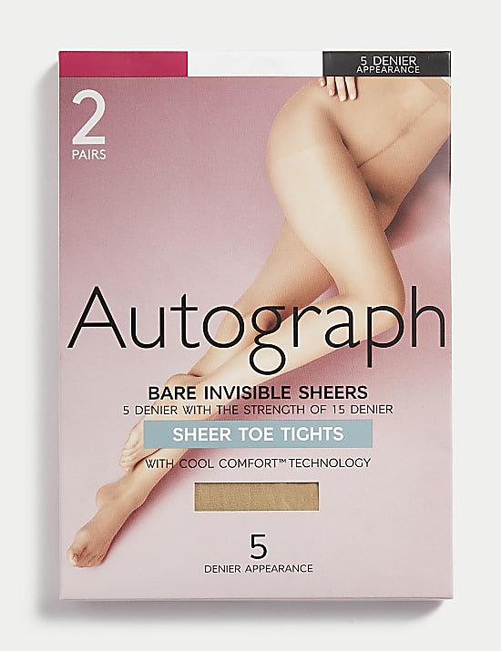 2pk 5 Denier Bare Invisibles Sheer Tights