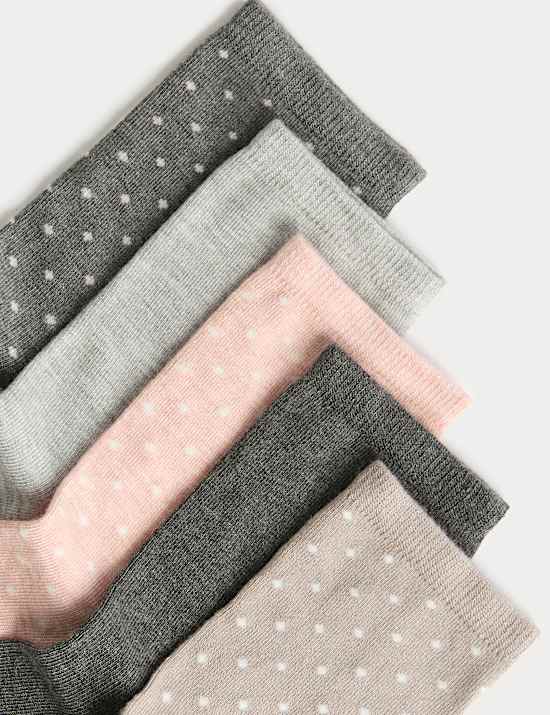 Pack de 5 pares de calcetines hasta el tobillo supersuaves con lunares