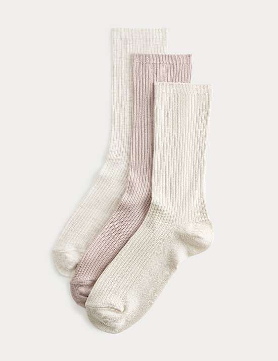 3 Pack Supersoft Ribbed Crew Socks