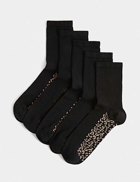 5 Pack Rayon Animal Print Ankle High Socks