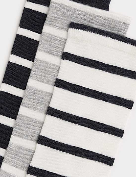 3 Pack Supersoft Striped Crew Socks