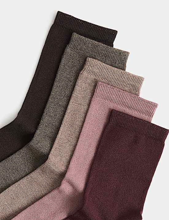 5 Pack Sumptuously Soft Rayon Sparkle Crew Socks