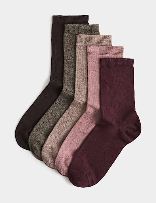 5 Pack Sumptuously Soft Rayon Sparkle Crew Socks