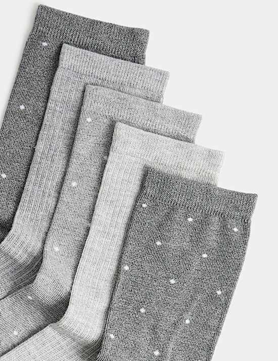 5 Pack Supersoft Spot Crew Socks