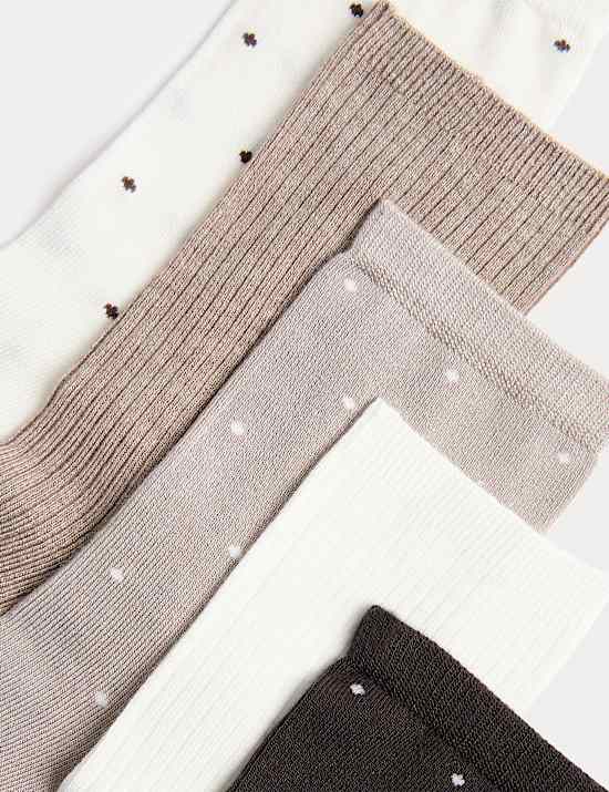 5 Pack Supersoft Spot Crew Socks
