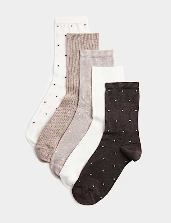 5 Pack Supersoft Spot Crew Socks