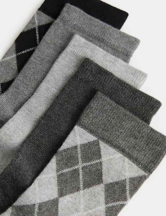 Pack de 5 pares de calcetines hasta el tobillo de ray&oacute;n con rombos brillantes