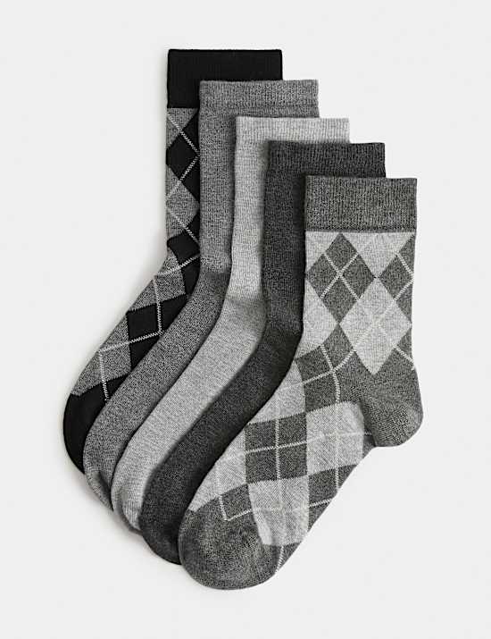 Pack de 5 pares de calcetines hasta el tobillo de ray&oacute;n con rombos brillantes