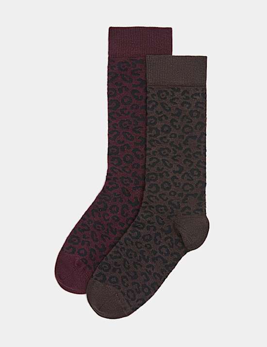 Pack de 2 calcetines hasta el tobillo con estampado animal de ray&oacute;n