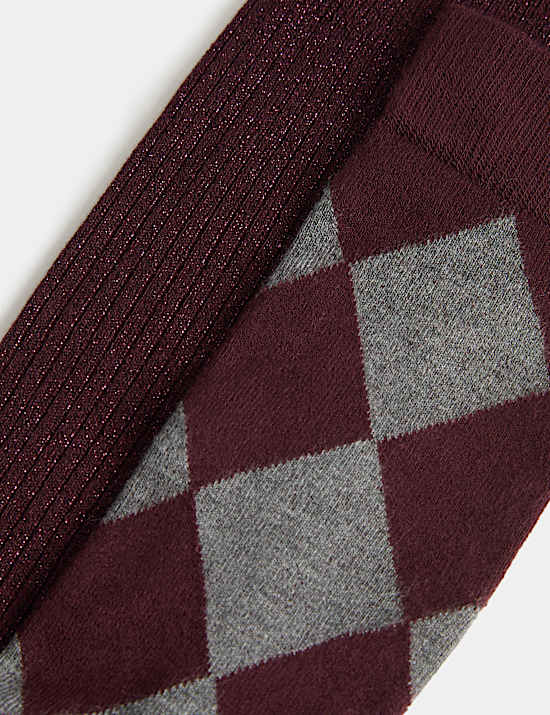 2 Pack Rayon Rich Sparkle Crew Socks