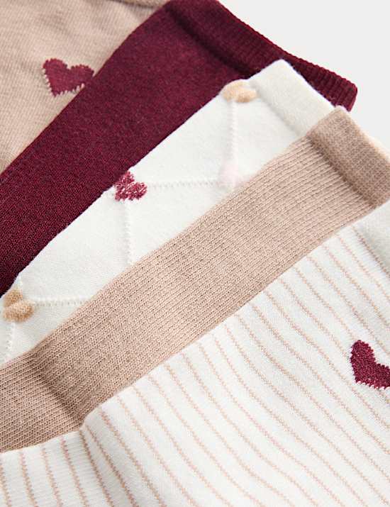 Pack de 5 pares de calcetines de algodón hasta el tobillo con estampado