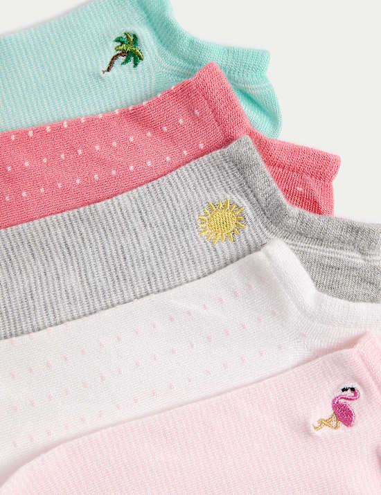 5pk Tropical Embroidered Trainer Liners™