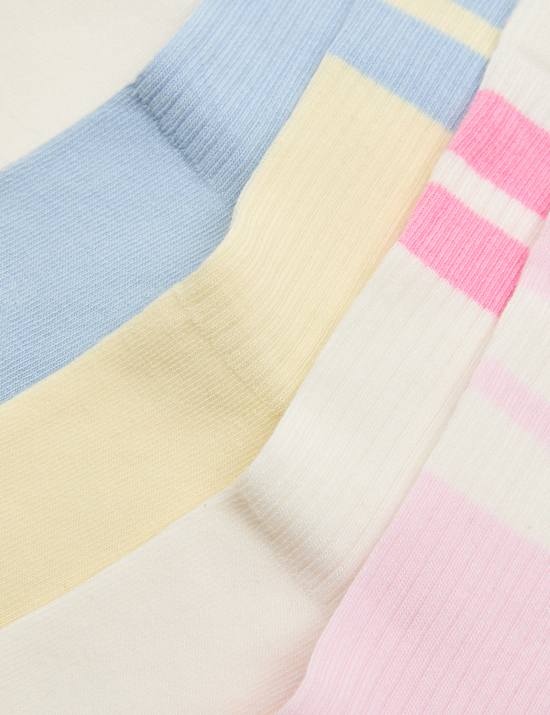 5 Pack Cotton Rich Striped Crew Socks