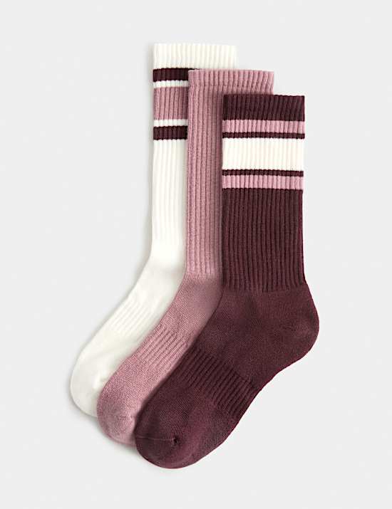 3 Pack Cotton Rich Striped Crew Socks
