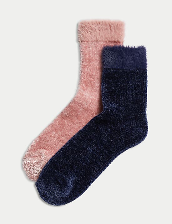 2pk Recycled Thermal Velvet Cosy Socks