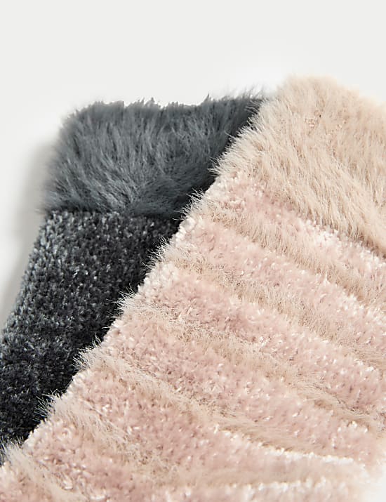 2pk Velvet Ankle High Socks