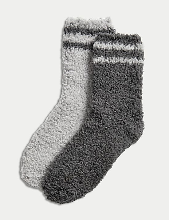 2 paar warme enkelsokken met borgvoering