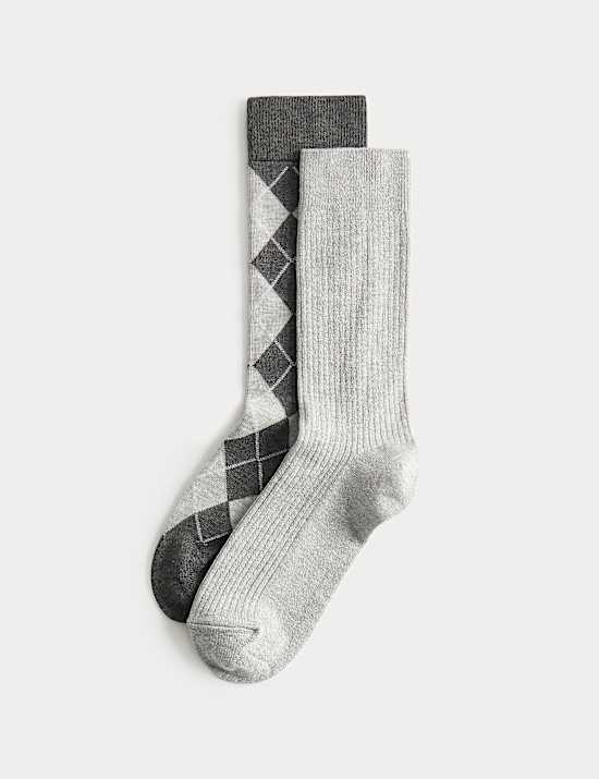 2 Pack Argyle Crew Socks