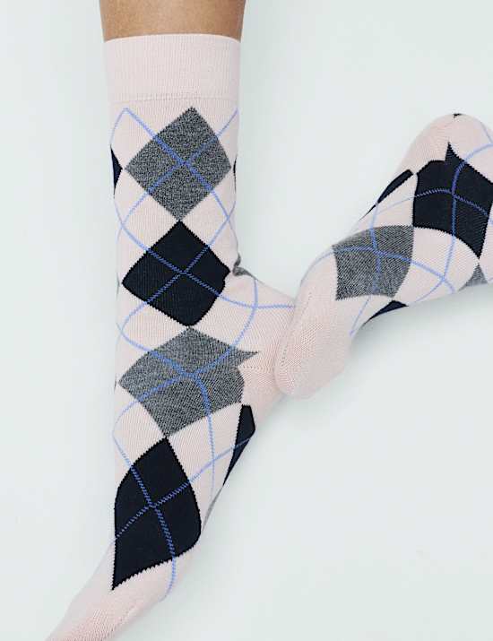 2 Pack Argyle Crew Socks