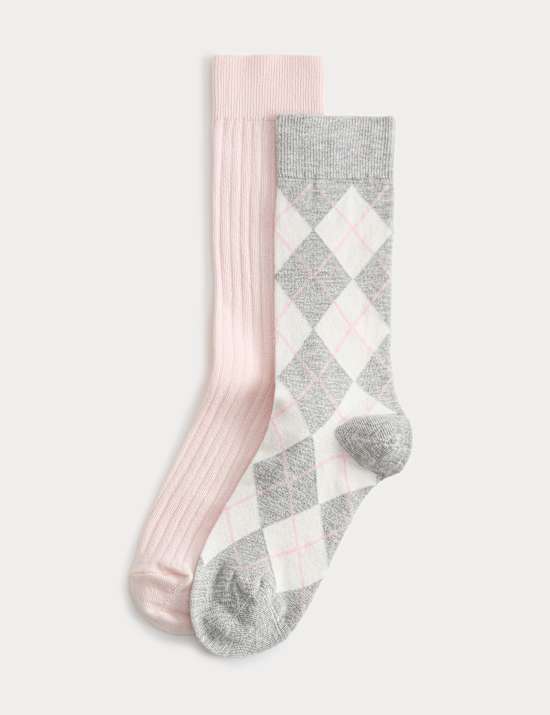 Lot de 2 paires de chaussettes &agrave; motif &eacute;cossais