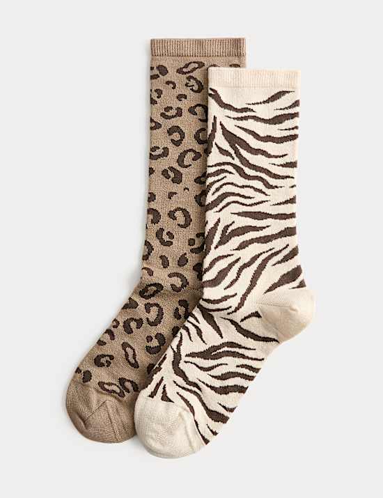 2 Pack Animal Print Crew Socks