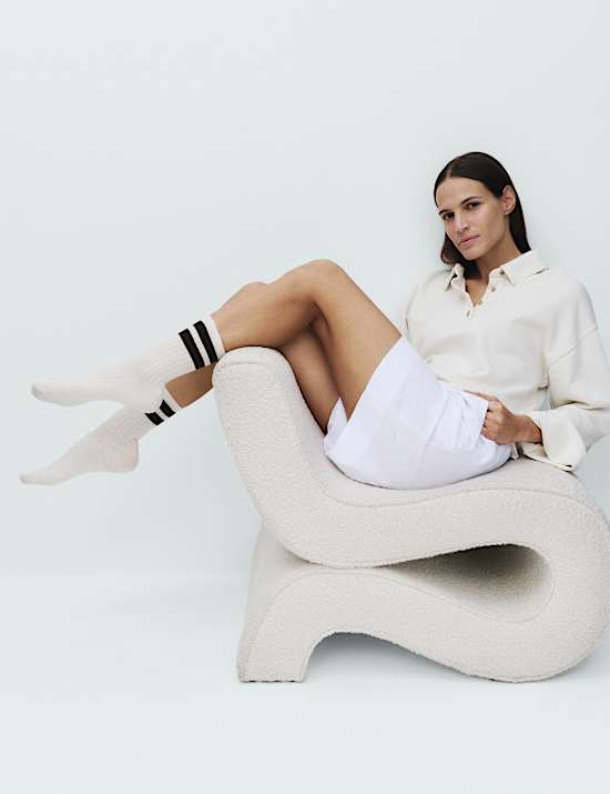 2 Pack Cotton Rich Ribbed Crew Socks