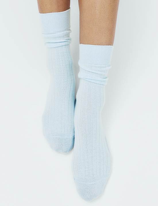 2 Pack Cotton Rich Ribbed Crew Socks