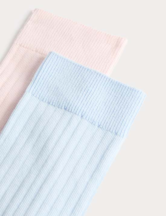 2 Pack Cotton Rich Ribbed Crew Socks