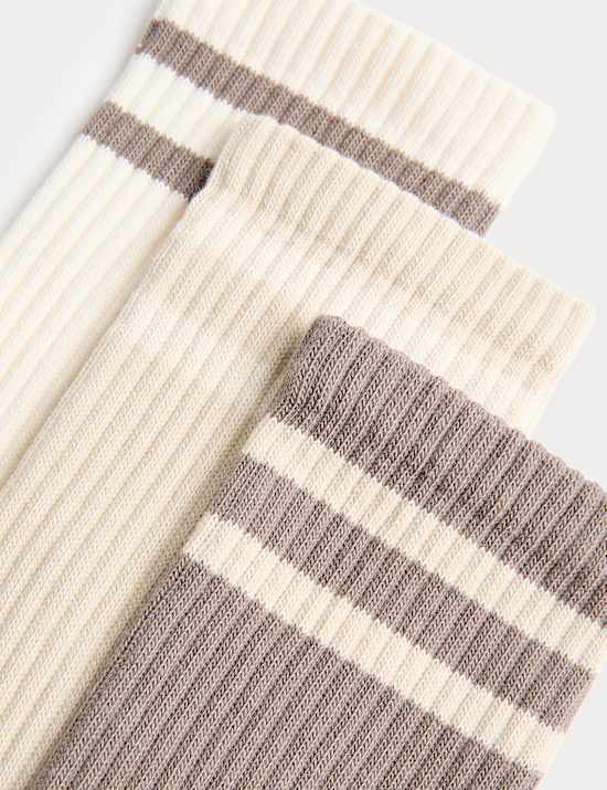 Pack de 3 calcetines de algod&oacute;n a rayas
