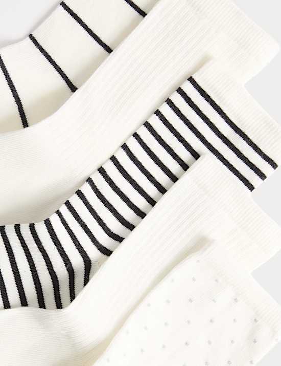 5 Pack Cotton Rich Ankle High Socks