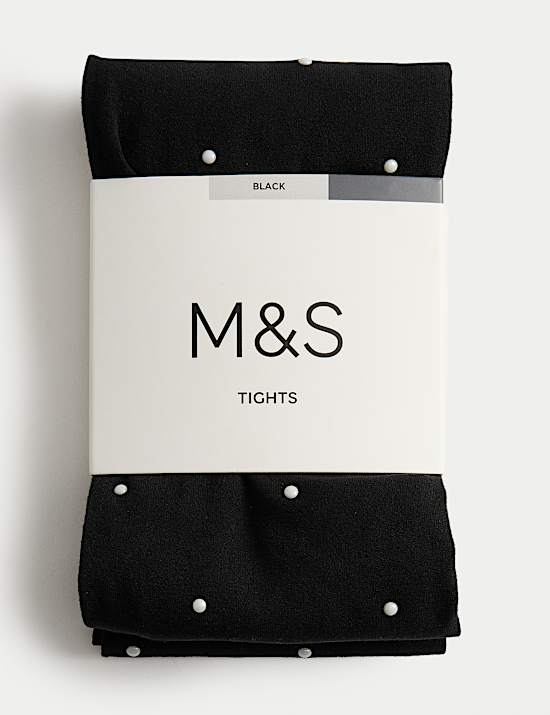 Pearl Embellished Opaque Tights