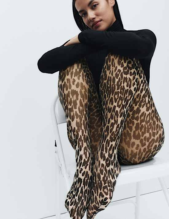 Animal Print Sheer Tights