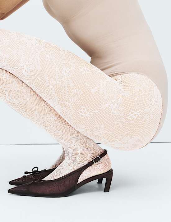 Netzstrumpfhose mit Spitze