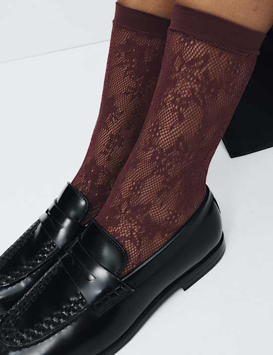 Fishnet Lace Ankle Highs