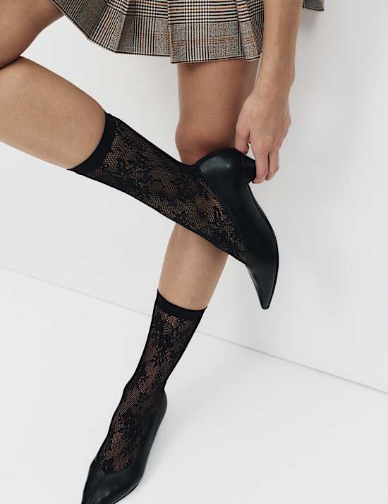 Fishnet Lace Ankle Highs