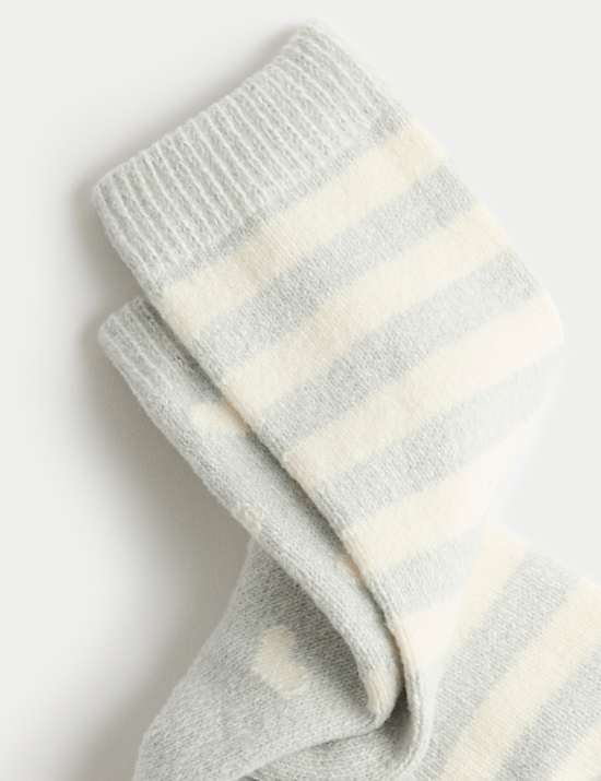2pk Cosy Striped & Heart Ankle Socks