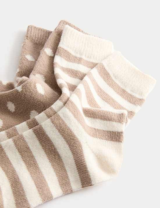 Pack de 2 pares de calcetines tobilleros abrigados de rayas y topos