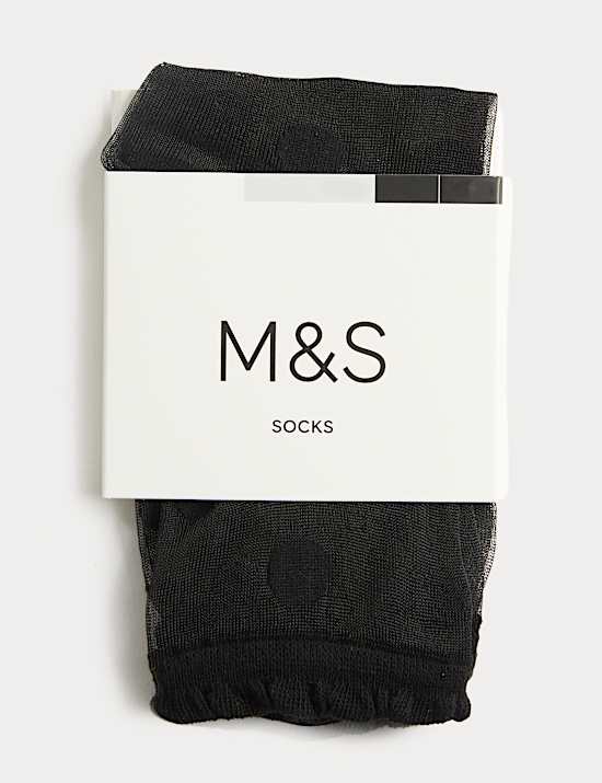 Cotton Blend Sheer Large Spot Anklets