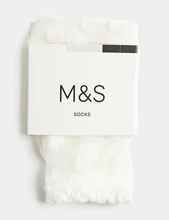 Cotton Blend Sheer Large Spot Anklets