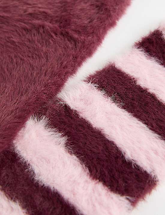 2 Pack Cosy Striped Fluffy Socks